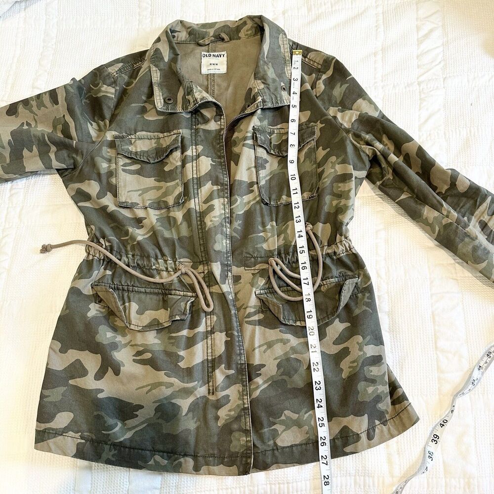 Old Navy Jacket Womens Medium Green Army Camo Utility Full Zip Long Sleeve - Picture 9 of 11